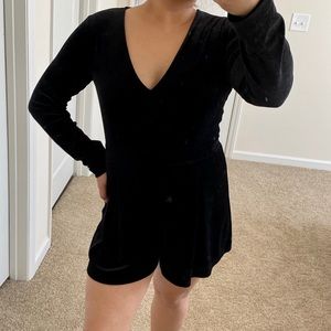 Black Velvet Long Sleeve Romper